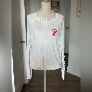 SoulCycle White Long Sleeve Tee with Red Accent